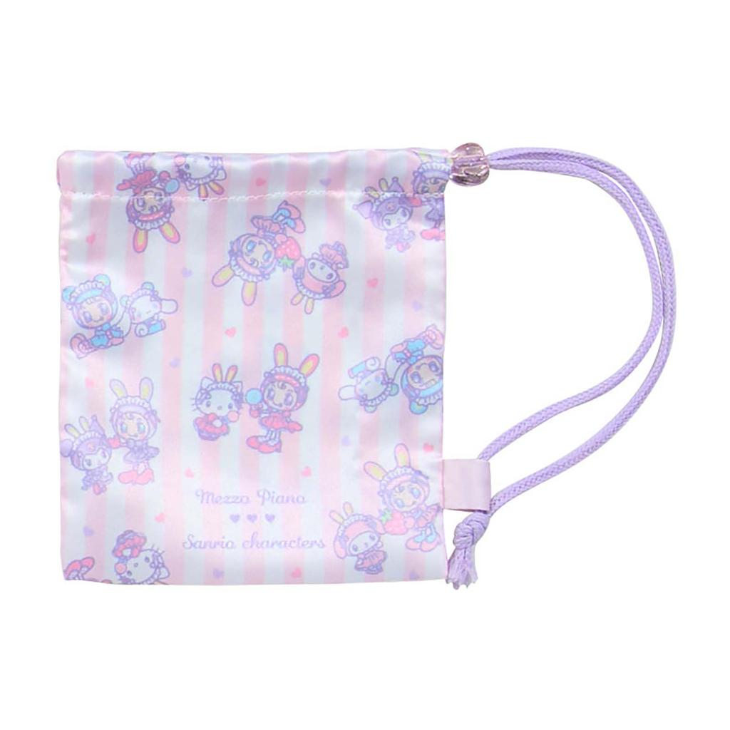 Sanrio mezzo piano secret mini drawstring bag featuring Sanrio 329070 characters,