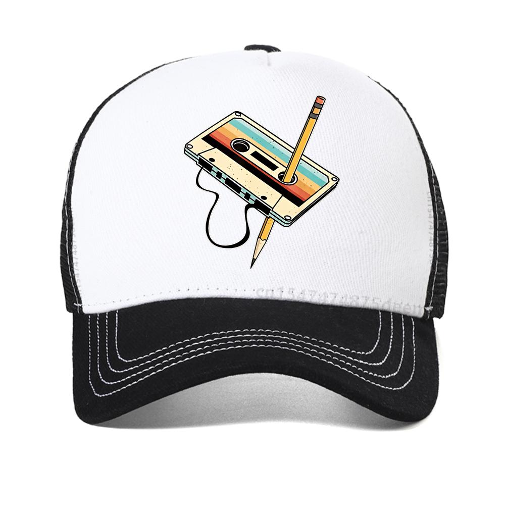 80s Cassette Tape Dad Cap Retro Music Adjustable Hat Vintage Design Unisex breathable Baseball Cap Casual Outdoor mesh sun Hat
