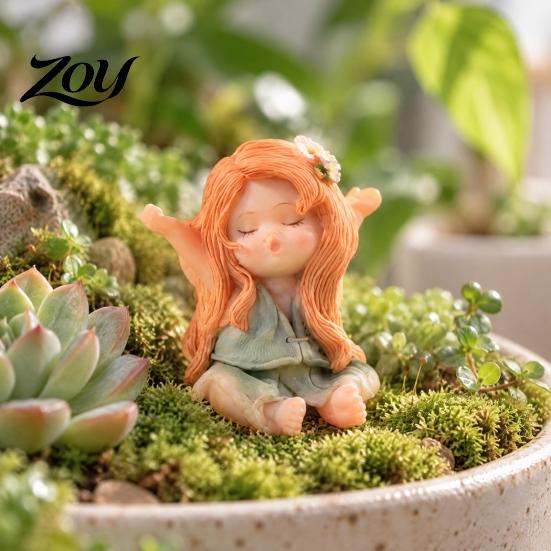 Miniature Flower Elf Figurines Cute Forest Fairy Resin Figurine, Mini Statue for Desktop Decorations Desktop, Car Dashboard, Potted Plant Micro