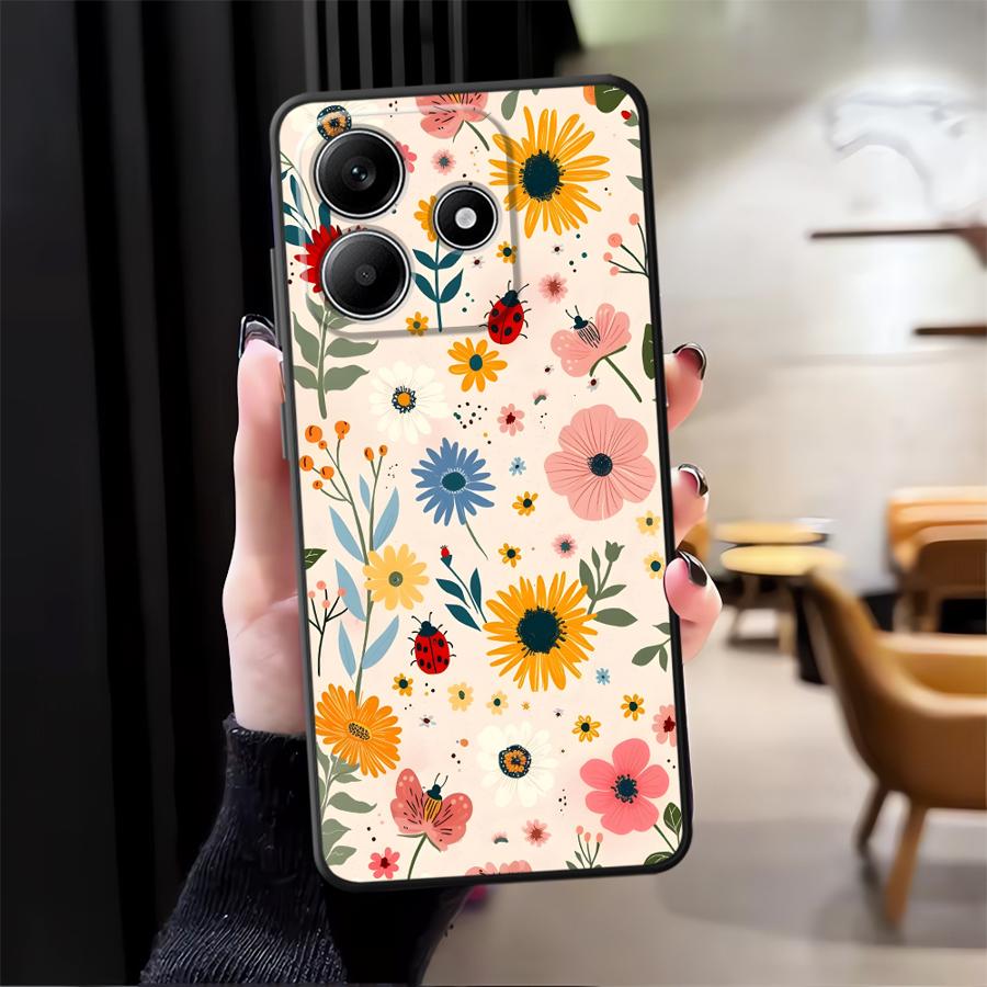 Case for Xiaomi Redmi Note 14 K80 10 12 11 13 Pro Plus A1 12C 13C A4 A5 A3 9 8 7 14C Phone Cover A2 K40 A1 Cartoon Flower Art