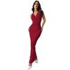 Stylish and Sexy Deep V-neck Sleeveless Backless Evening Gown Fashion Dress for Women