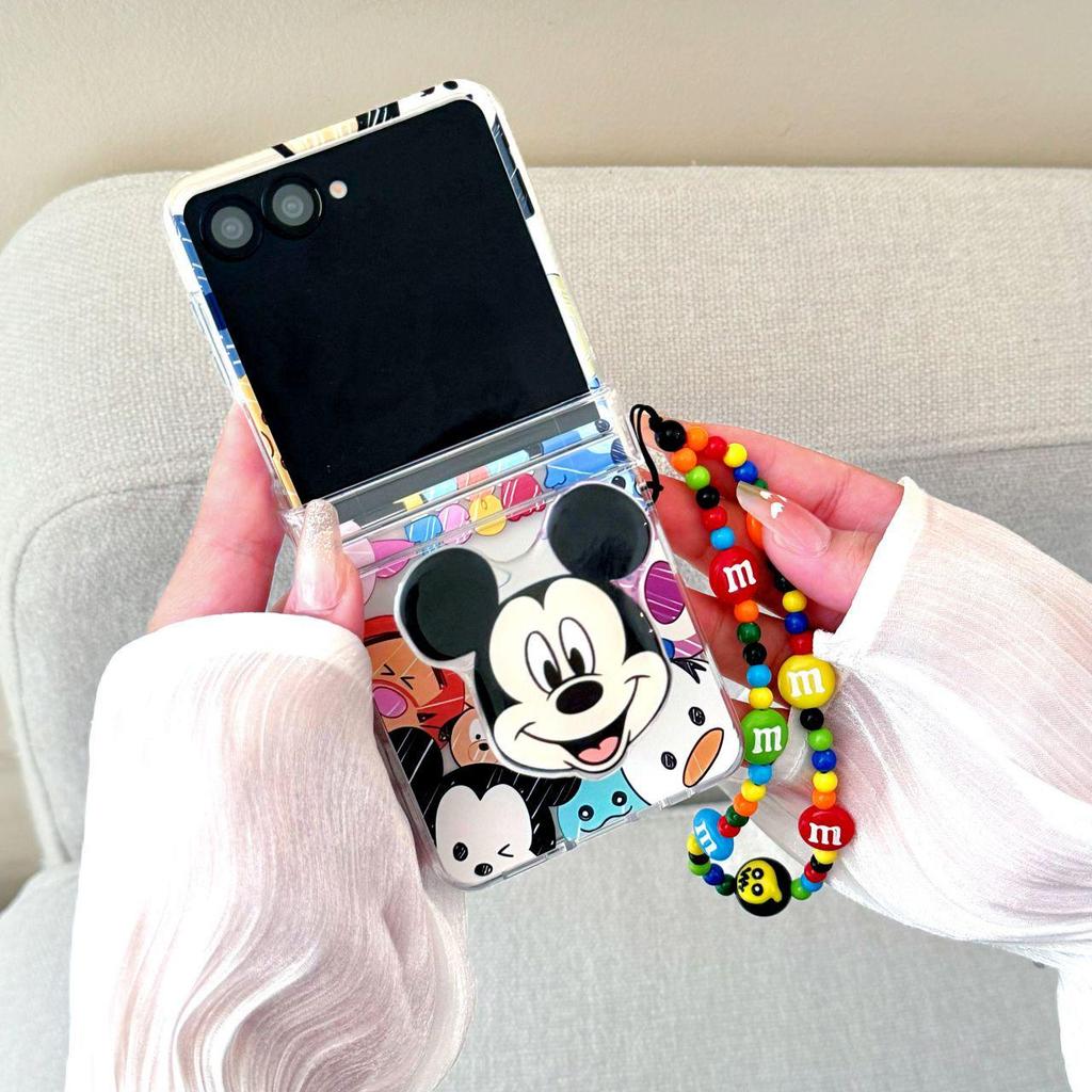 Mickey & Minnie Cartoon Samsung Z Flip7 Anti-Drop Case for Women - Creative, Foldable Screen Protection, Compatible with Z Flip6