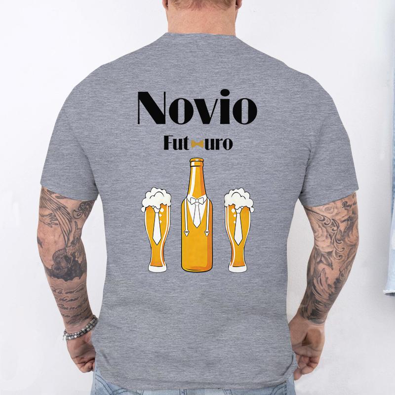Spanish Unisex Novio Futuro Tees: Back Print Graphic Tops Team Groom Squad Tee 2026 Fashion Bachelor Party Single Farewell T-shirts