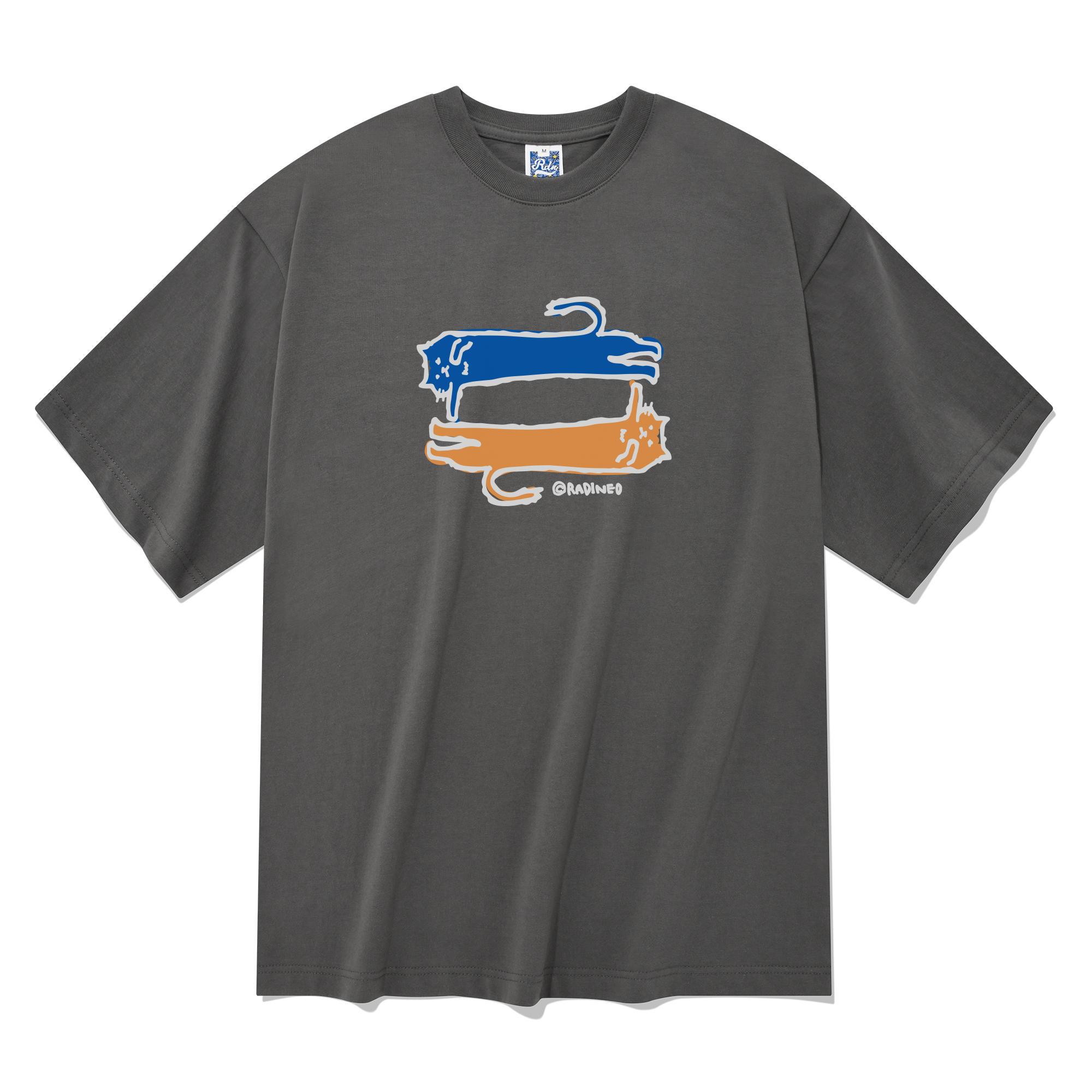 Radineo Long Cat Short Sleeve T-Shirt Gray L