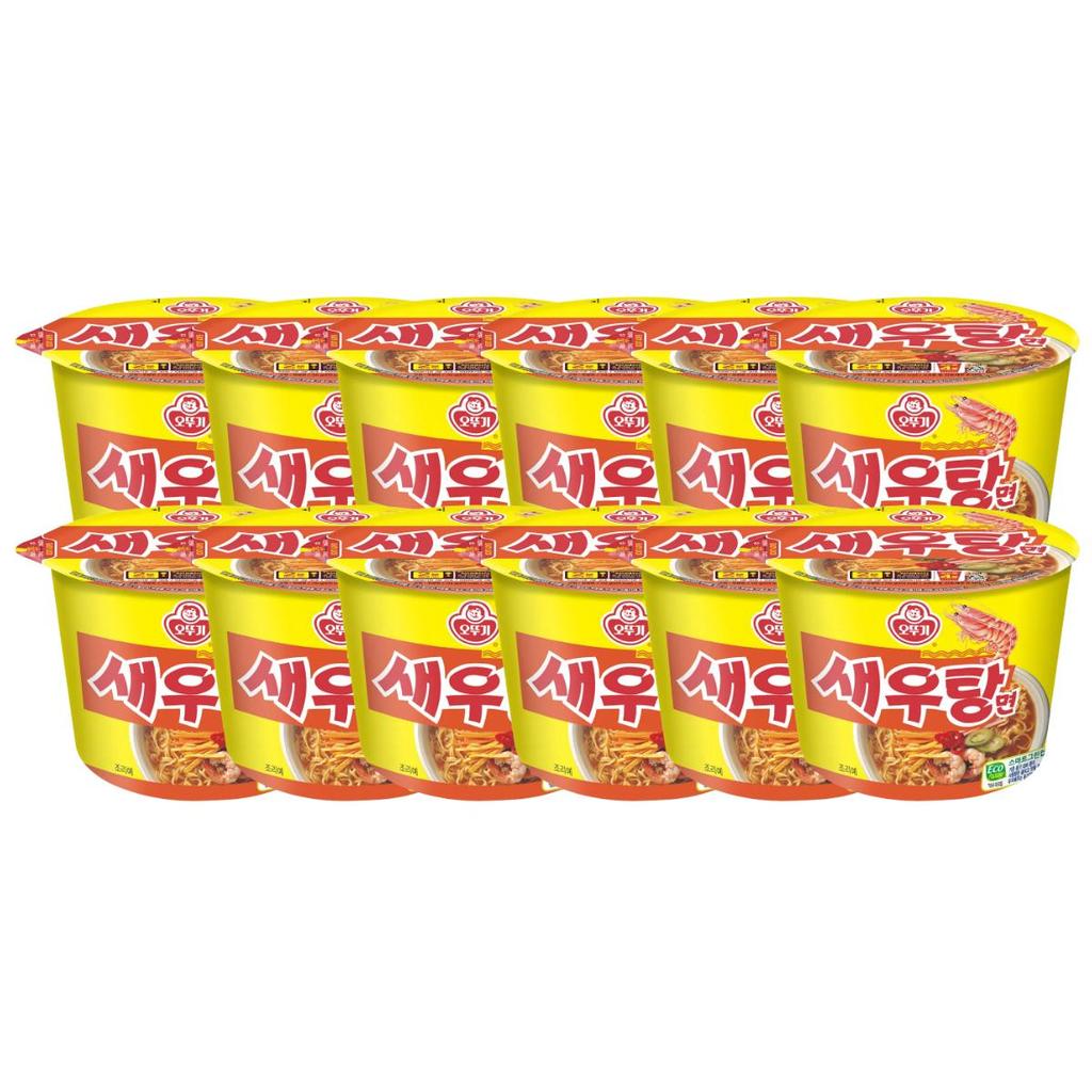 Ottogi Shrimp Flavor Ramen Big Cup Spicy Seafood Broth Chewy Noodles 110g x 12 Cups
