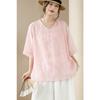 DIMANAF 2026 Große Größen Sommer Damen T-Shirts Lässige Damen Tops Tunikahemd Stickerei Floral Oversize Lockere T-Shirts