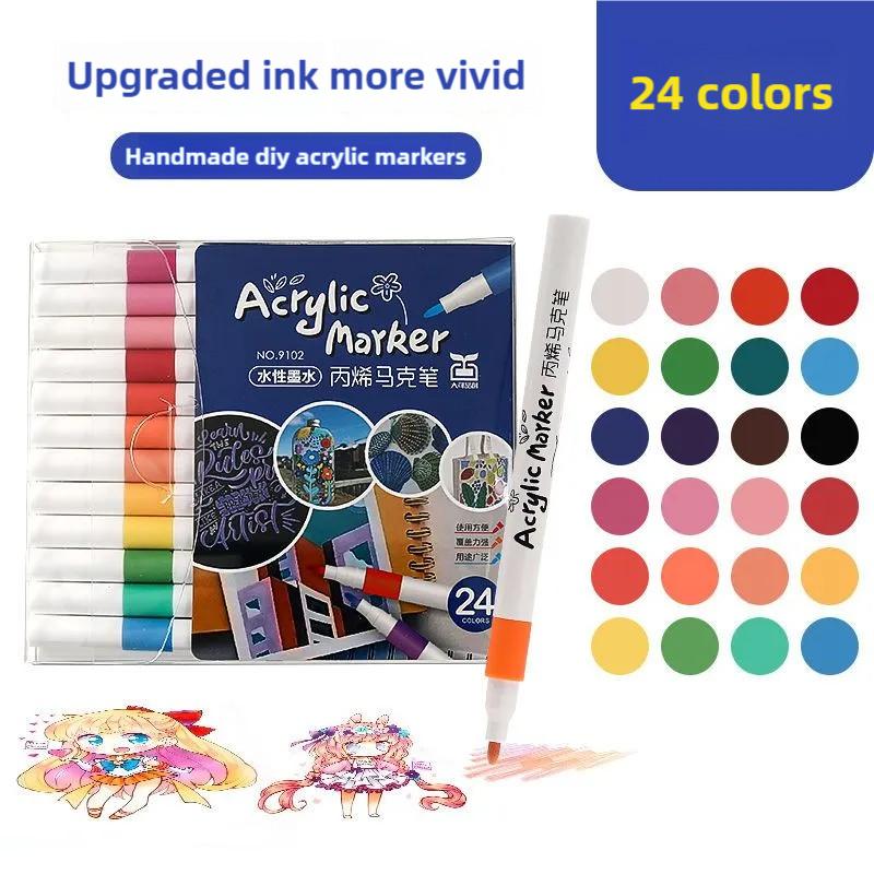 Quick Dry Acrylic Paint Pens Waterproof Fine Tip for Canvas Wood Glass DIY Art Drawing Ergonomic Design for Adults Students Gif