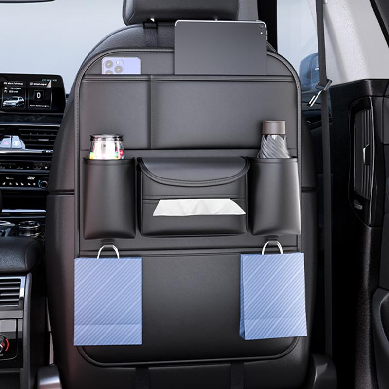 Back Seat Organizer Backseat Organizer Car Accessories Leather Protector Cup Holder Tissue Holder Storage Pockets Kick Mat For