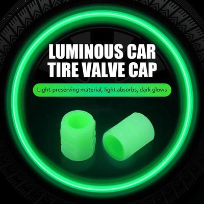 Luminous Car Tire Valve Cap Fluorescent Night Glowing Tire Decor Motorcycle Electric Bicycle Hub Valve Caps Car Accessories Valve Stems 1