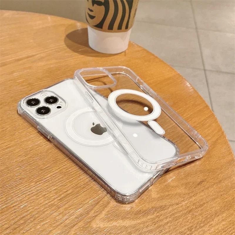 For Magsafe Magnetic Transparent Case for iPhone 17 16 15 14 Plus 13 12 11 Pro Max Air Mini Silicone Protective Shockproof Cover