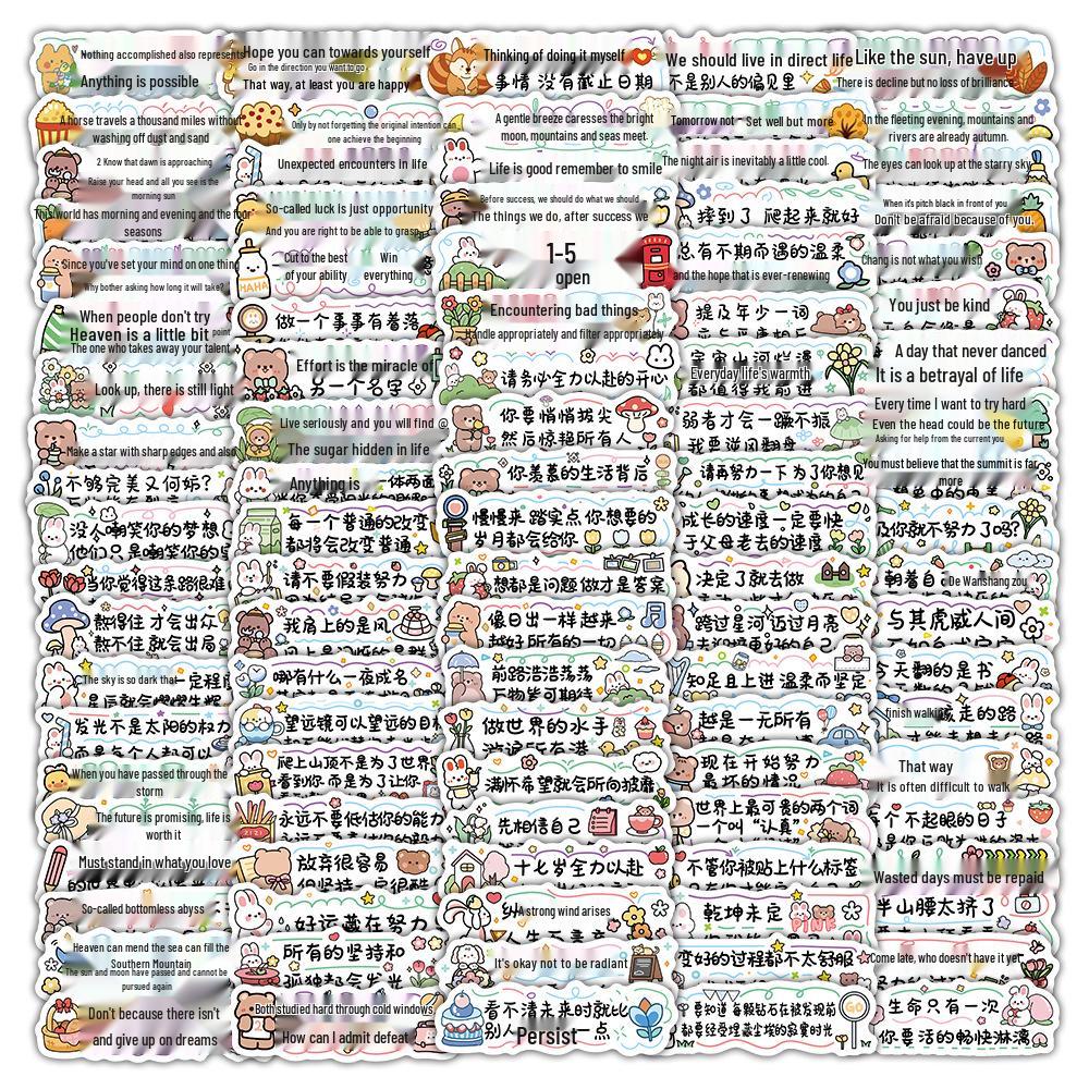 Inspirational Healing Text Stickers: Personality Cartoon Words for Phone Cases, Computers, Bookshelves & Journals