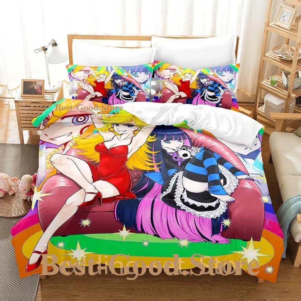 Panty And Stocking Bedding Set Single Twin Full Queen King Size Bed Set Adult Kid Bedroom Duvetcover Sets 3D Anime Bed Sheet Set