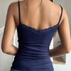 Nuovi Top Cami Estivi da Donna alla Moda con Bordi in Pizzo Senza Maniche Schiena Scoperta Scollo Profondo Canotte Crop Costolati
