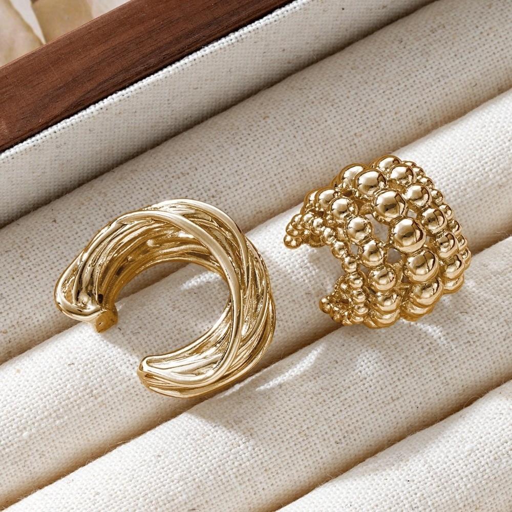 Copper Ear Cuff Elegant Exaggerated Ear Clips Fashion Wide Clip-On Earrings Women