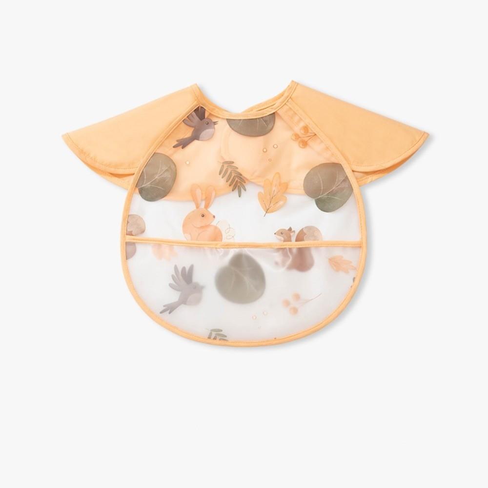 Cartoon Print Baby Bibs Oil Proof Drawing Apron Simple Feeding Bib  for 0-3 Years