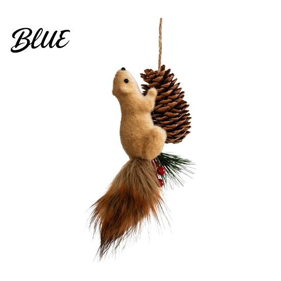 Small Gift for Nature Lovers Christmas Squirrel Ornaments Tree, Cute Felt Plush Woodland with Pine Fluffy Figurine Cone, Hanging Forest Animal