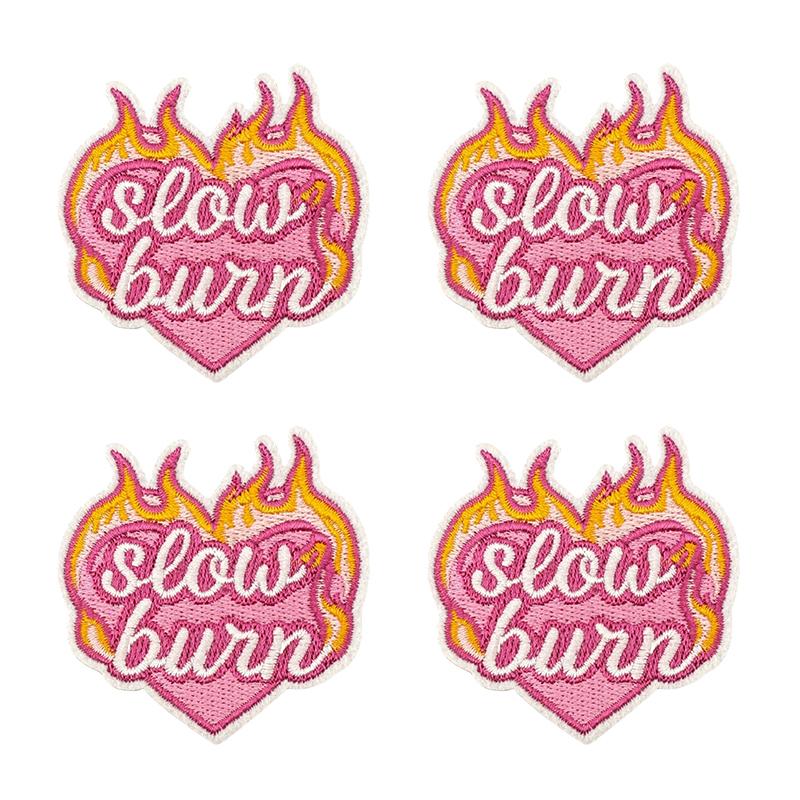 10pcs /Lots Trendy Pattern Letter Slogans Embroidery Patch Diy Pink Cartoon Couple Patch Iron On Patches Sew Stickers Badge Decor 