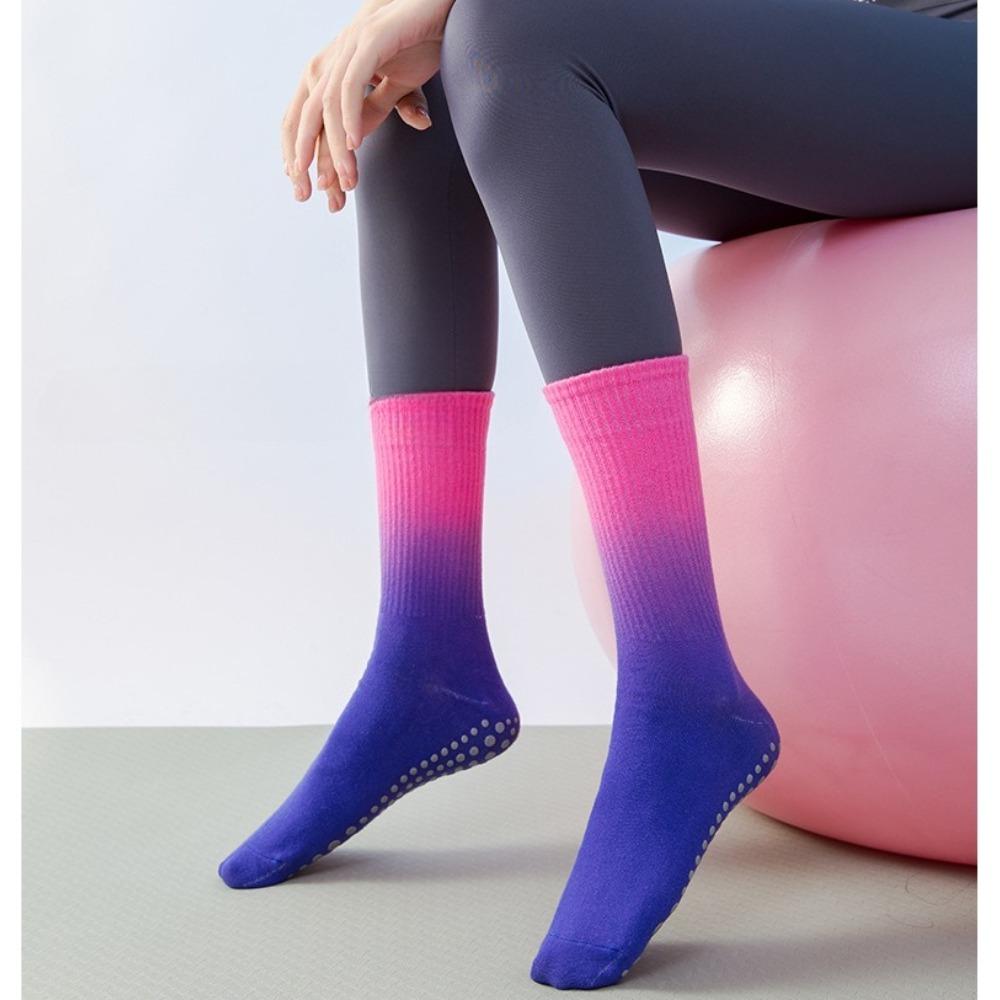 Gradually Change Yoga Women's Socks Non-slip Sports Socks Girls Pilates Medium Tube Hanging Dye Socks