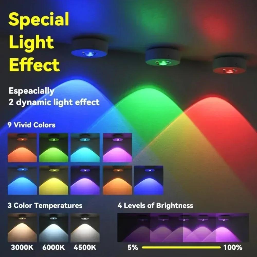 LED nočné svetlo RGB 12-farebné bezdrôtové skrinkové svietidlo Typ-C nabíjateľné diaľkové ovládanie pre osvetlenie izbovej kuchynskej skrinky