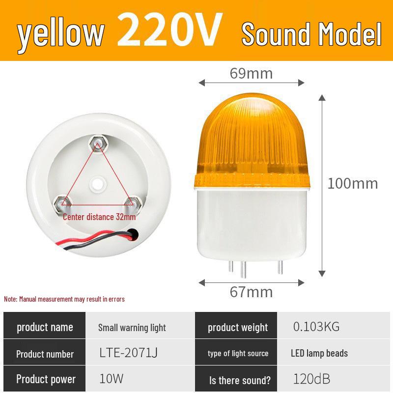 LTE-2071J LED Strobe Signal Light with Audible Alarm - Small Flashing Warning Indicator