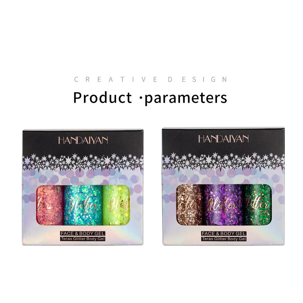 Brokatowy cień do powiek, cekiny, 3-częściowy zestaw Balsam do ciała o syrenie, pokaz na scenie, w klubie nocnym