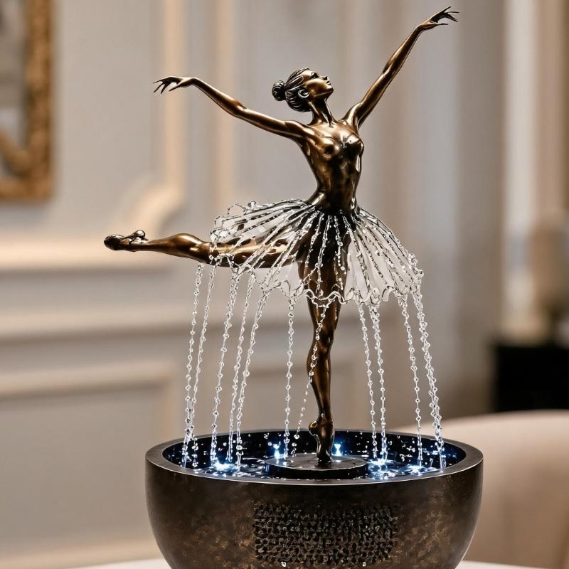 Tisch-Dekoration Wasserspiel Figur Akzent für Wohnzimmer Schlafzimmer oder Arbeitszimmer Aufstellung, Künstlerisches Indoor-Heimstück 21 x 21 x 28 cm
