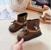Girls Short Boots Ethnic Style Kids Leather Boots with Simple Bows  Autumn Winter Children Princess Boots Side Zipper Sweet
