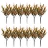 Set Of 12 Artificial Fall Leaf Branches Eucalyptuses Stems Table Centerpieces and Seasonal Decoration Plant Ornament