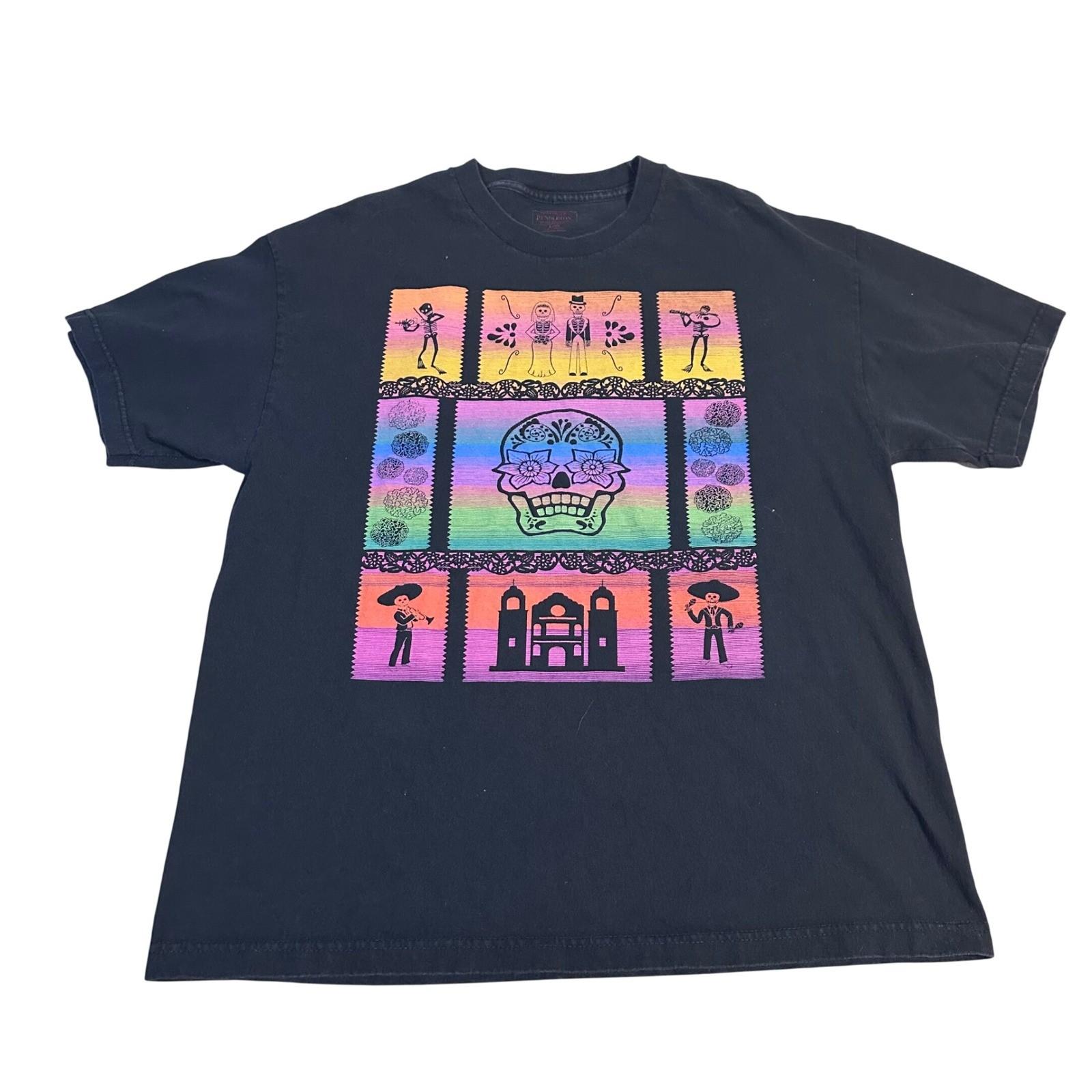 Pendleton Dia de los Muertos Skull Mariachi Men s Black Graphic T-Shirt Large S разноцветный
