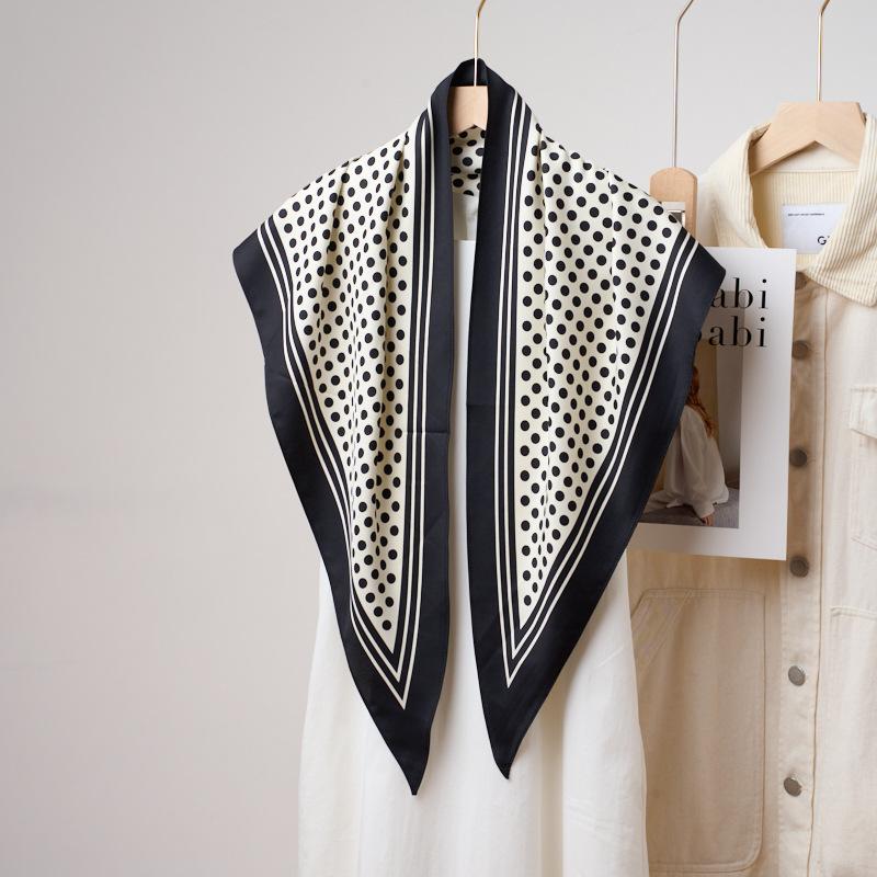 Women Korean Style Fashion Soft Polka Dot Twill Neck Scarf Sunscreen Shawl