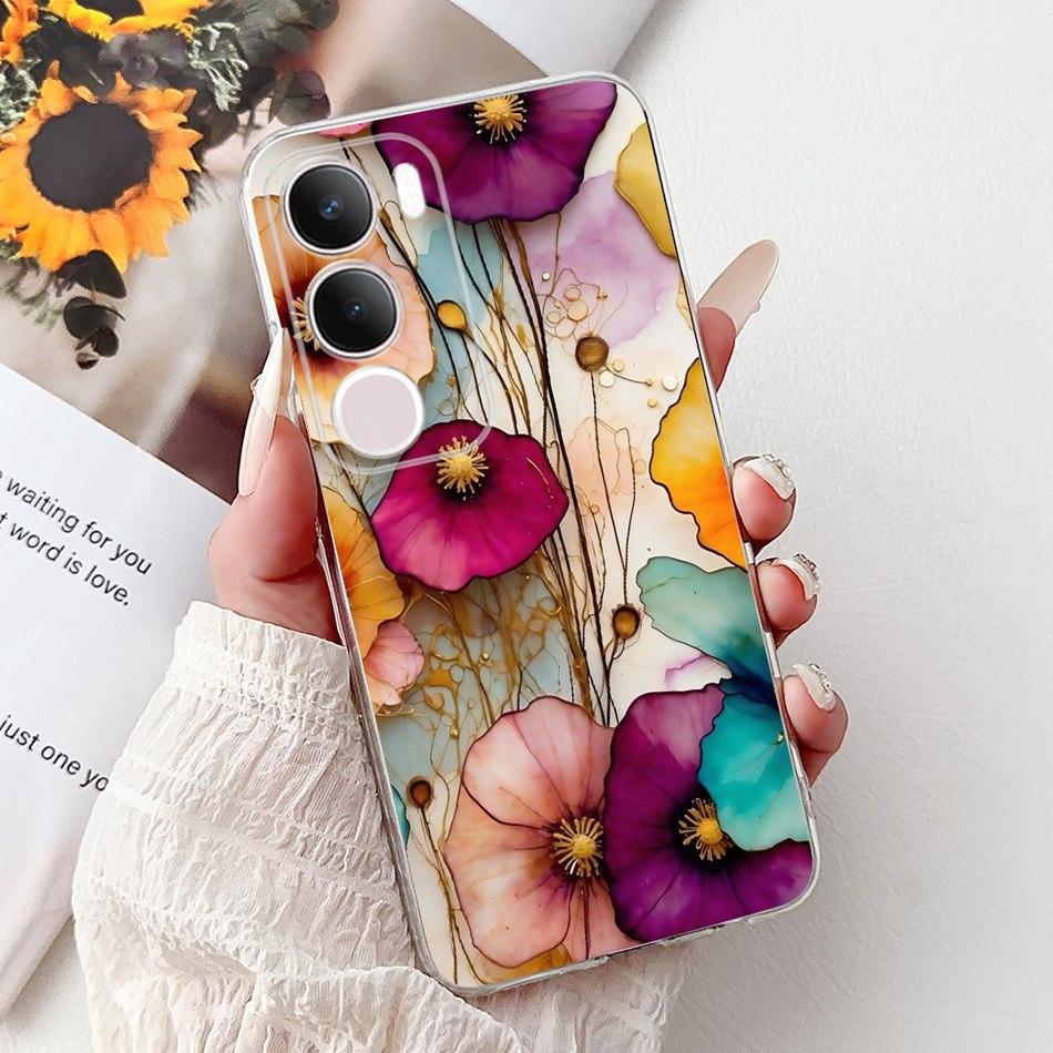 For Vivo Y19S V2419 Elegant Floral Butterfly Painting Phone Case For Vivo Y19s Y 19S 4G Soft Silicone TPU Cases