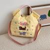 Adorable Embroidered Cartoon Shoulder Bag Large Capacity Commuter Tote Bag In White Blue Yellow And Pink