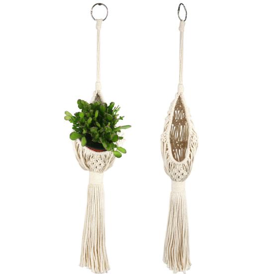 Wisząca doniczka ręcznie tkana łatwa w instalacji lina bawełniana Macrame Design wiszący kosz na rośliny Home Decor