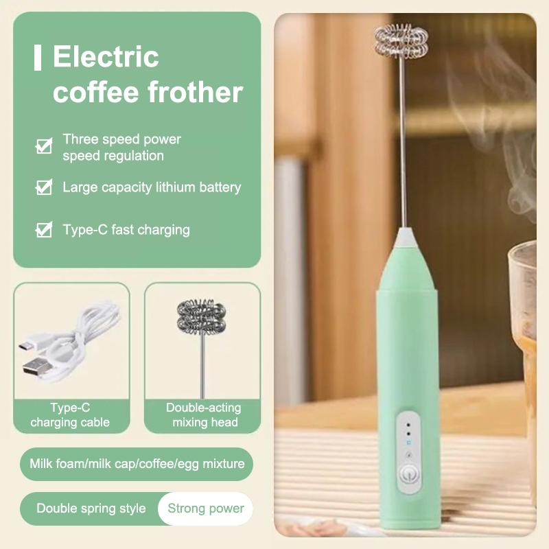 Wireless Electric Milk Frothers Coffee Frother Usb Rechargeable 3 Speeds Handheld Foam Maker Coffee Egg Beater  Cooking Tools