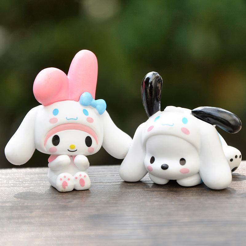 Sanrio Cinnamoroll Cross Dressing Melody Kuromi Hello Kitty Cartoon Cute Doll Anime Figure DIY Decorative Accessories Toy Gifts