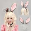 Plush Rabbit Ears Headband Tail Set Easter Costume Party Animal Themed Dress Up Accessory In White Black Camel Gray