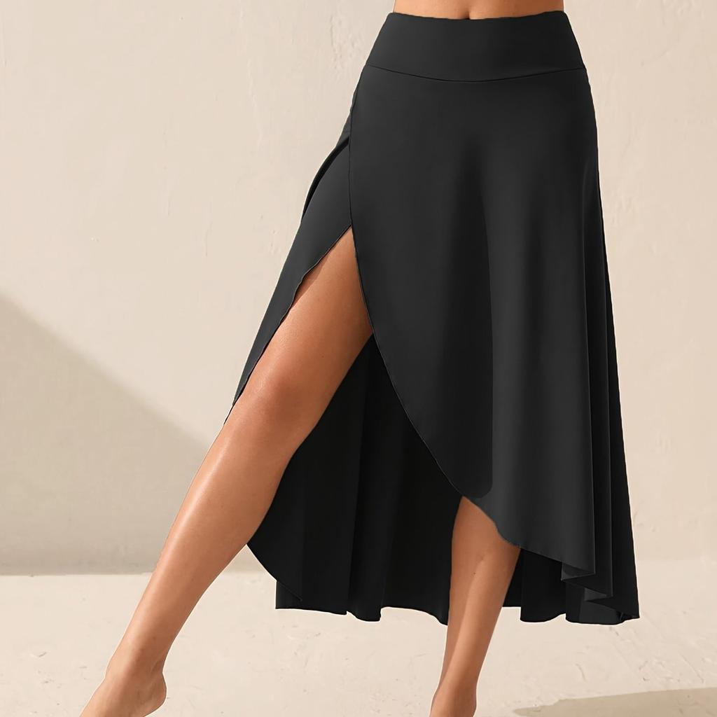 Women's Solid Color High Waist Temperament Elegant Slit Long Skirt Fashionable Slim Popular Skirt
