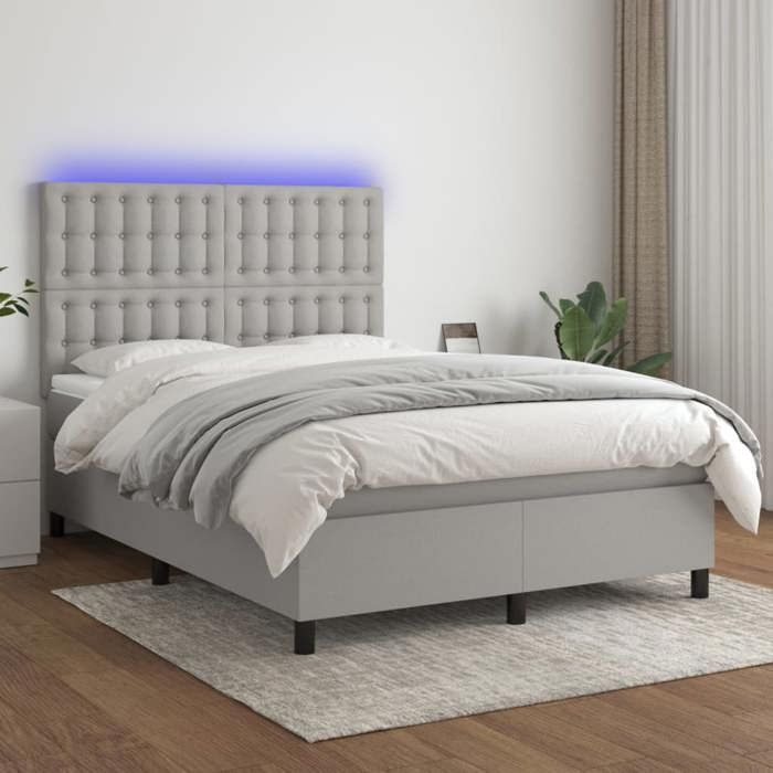 VidaXL Slatted Bed Base with Mattress and LED, Upholstered Bed, Double Bed, Adult Bed for Interior Bedroom, 3135197