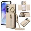 For Samsung Galaxy A16 4G Leather Back Cover Zipper Wallet Kickstand Phone Case with Shoulder Strap
