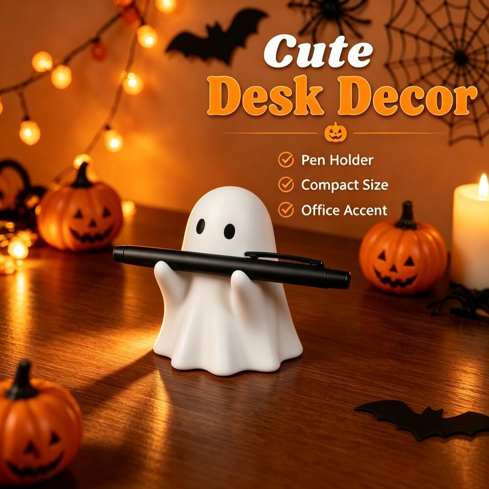 Xiaomi Cute White Ghost Pen Holder, Halloween Themed Desktop Ornament, Ideal Decor for Office Daily Desk