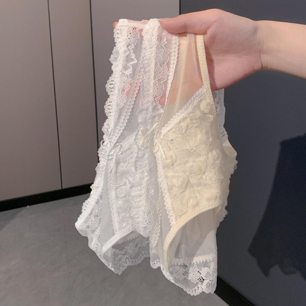 Ladies Summer Light Luxury Lace Mesh Cotton Crotch Triangle Briefs