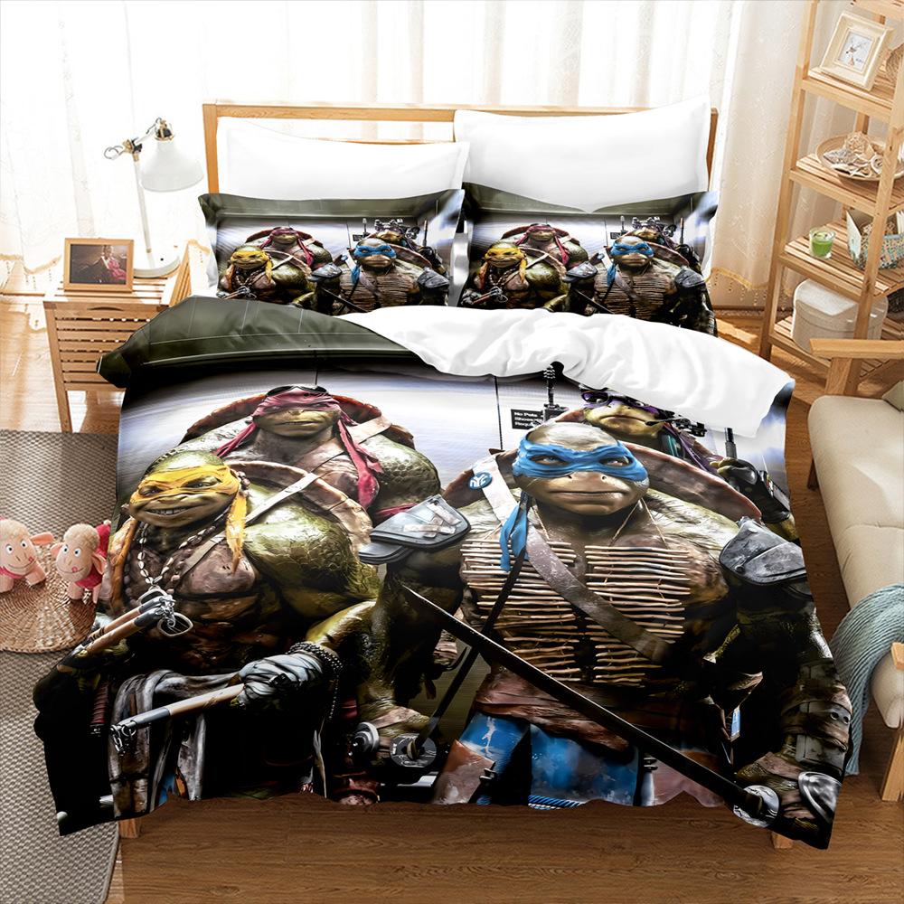Teenage Mutant Ninja Turtles Series Quilt Cover 3D Digital Printing Kit Bed Three-Piece Set