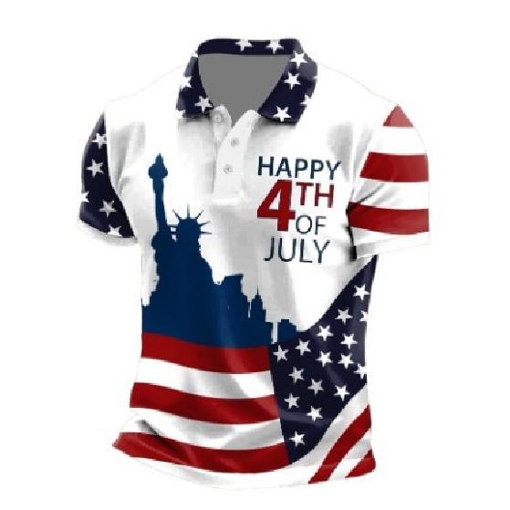 Trendy short-sleeve t-shirt summer flag lapel polo shirt 2026