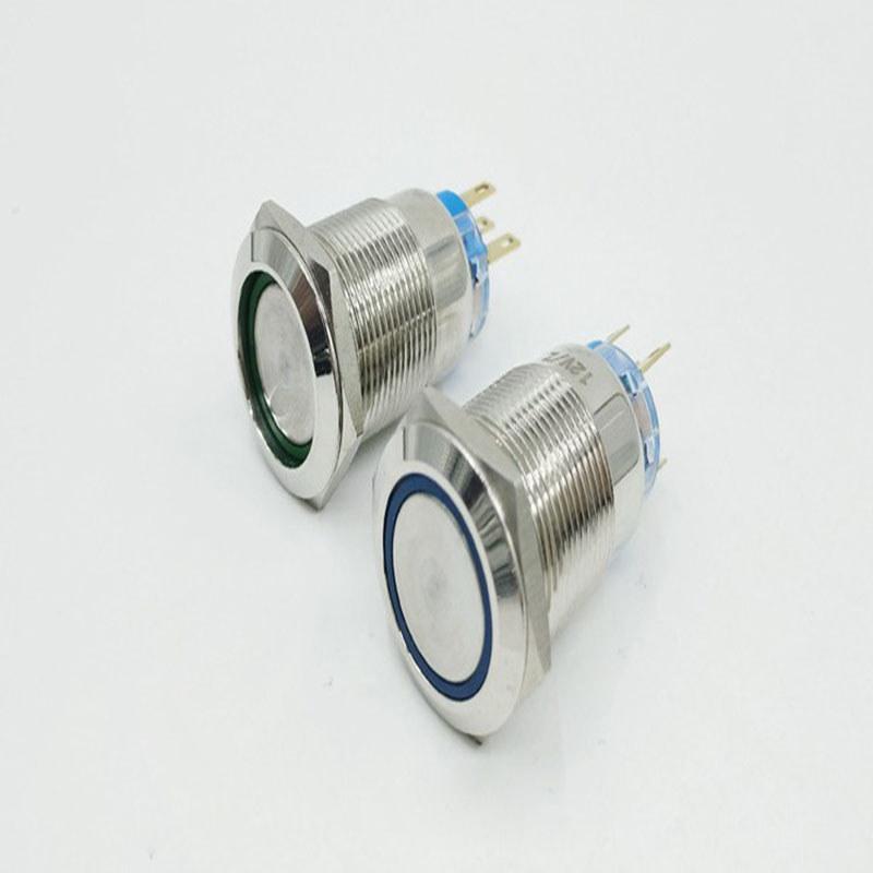 Waterproof 19mm 12v Car Dash Metal Momentary Engine Push Button Led