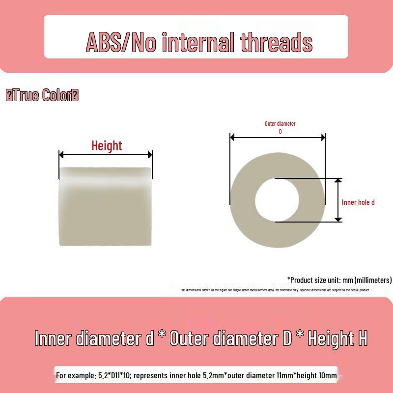 ABS Insulating Hollow Washer Spacer - White, Flat, Sleeve Style, Sizes: M3 to M10