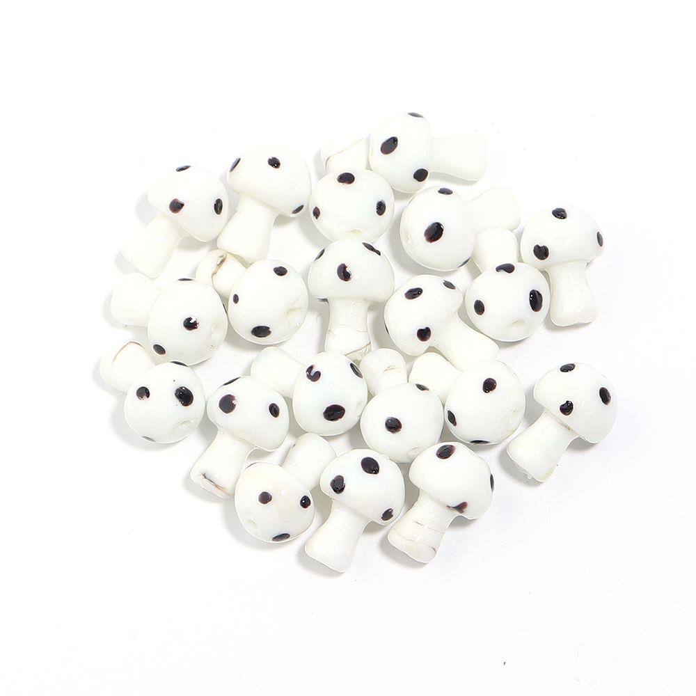 10pcs/lot Colourful Lampwork Beads Cute Mushroom Shape Loose Glass Beads For Jewelry Making DIY Craft Necklace Bracelet Findings