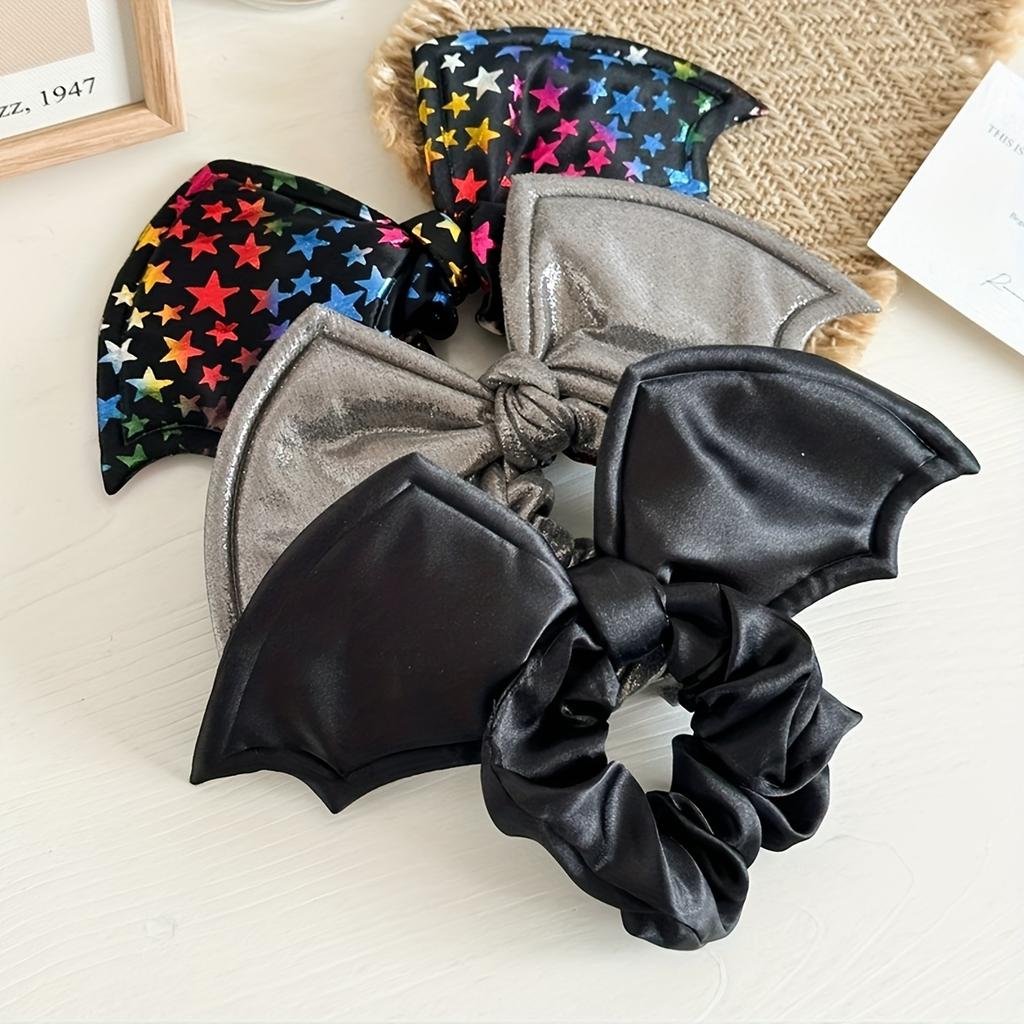 1pc Black Bat Wing Hair Tie Halloween Party Hair Accessory Bat Bow Scrunchie Women's Holiday Hair Accessory