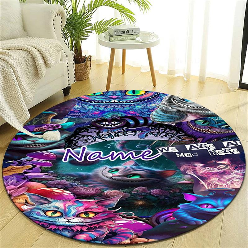 Personalized C-Cheshire cat Round Chair Office Rug - Perfect for Mat, Office Chair & More - Ideal Gift for Birthdays and Holidays