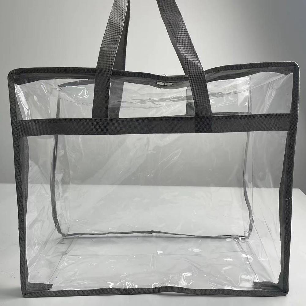 Gjennomsiktig oppbevaringspose Fortykket PVC Bærbar Sammenleggbar Leketøy Oppbevaringspose for Klær Vanntett Støvtett Putepose Dynepose