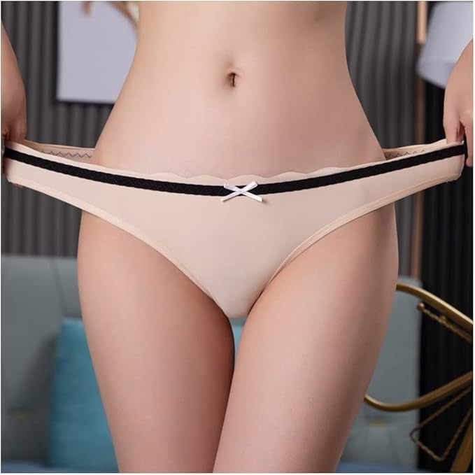 HINICE Seamless Thongs with Simple Tanga Women's Ribbons, Cute, Stretchy, Non-Slip, Fit, Thongs, (Size L)